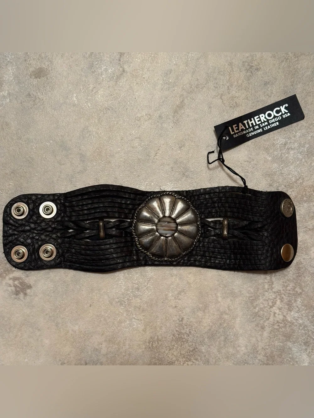 • Leather Rock Bracelet •
